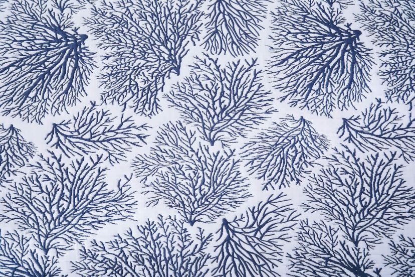 Blue Coral Jaquard Full/Queen 3-Piece Quilt Set