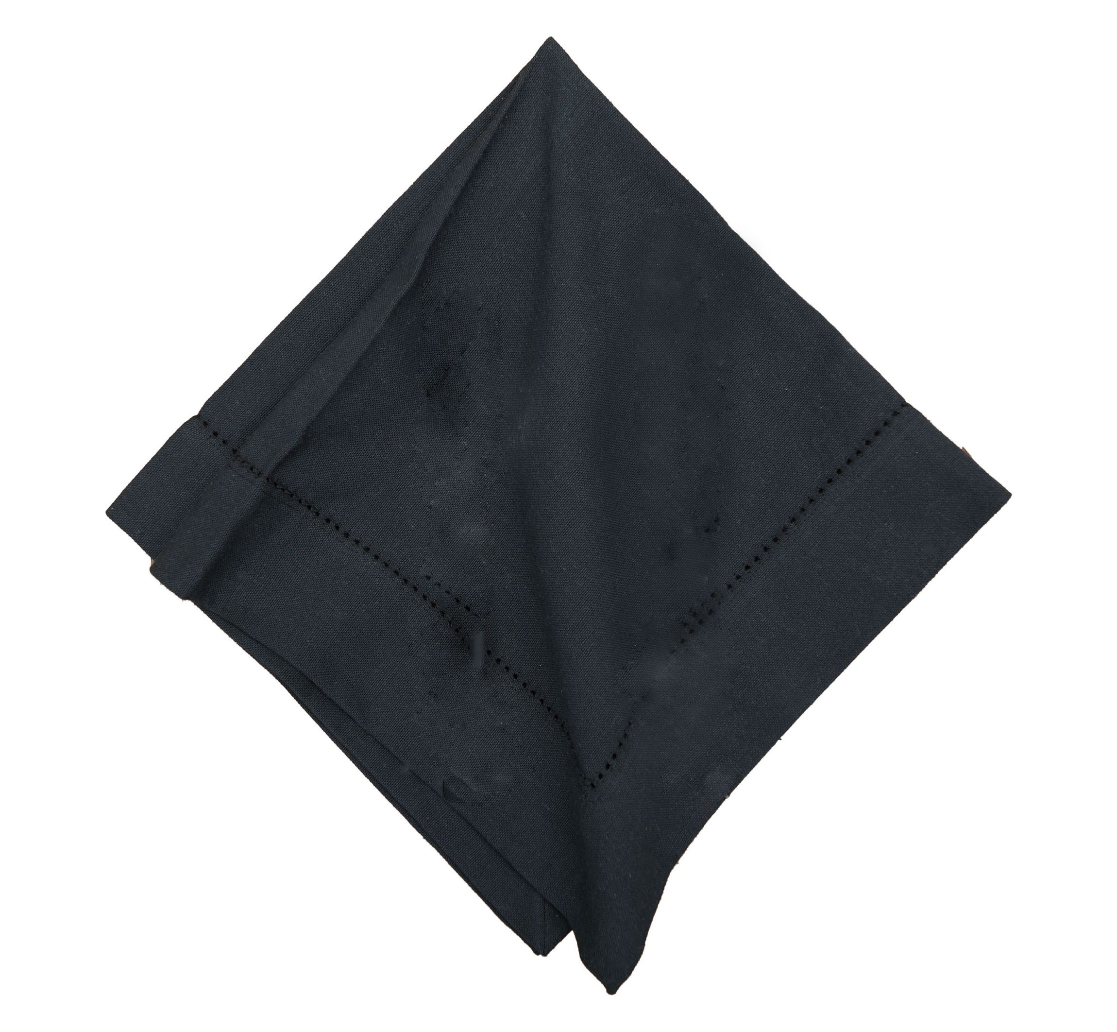 Hemstitch Solid Black Napkin, Set of 6