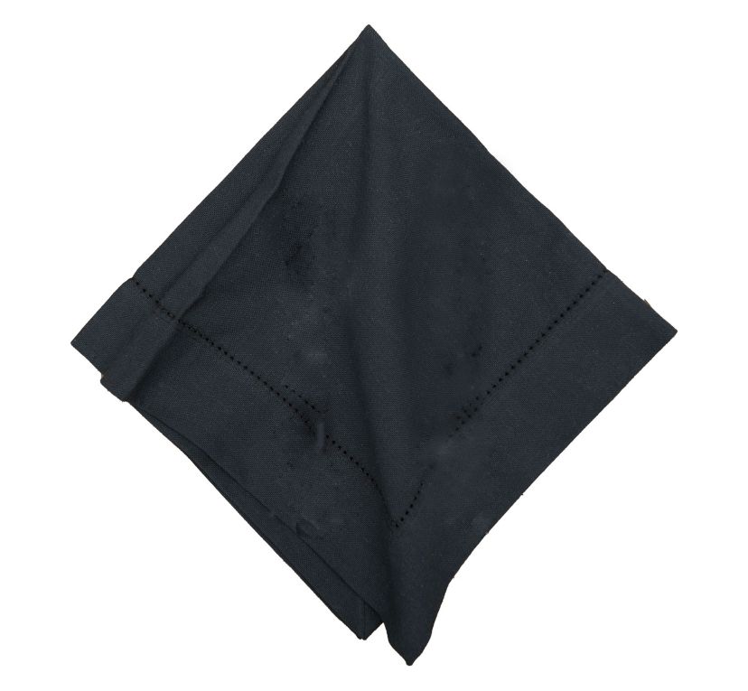 Hemstitch Solid Black Napkin, Set of 6