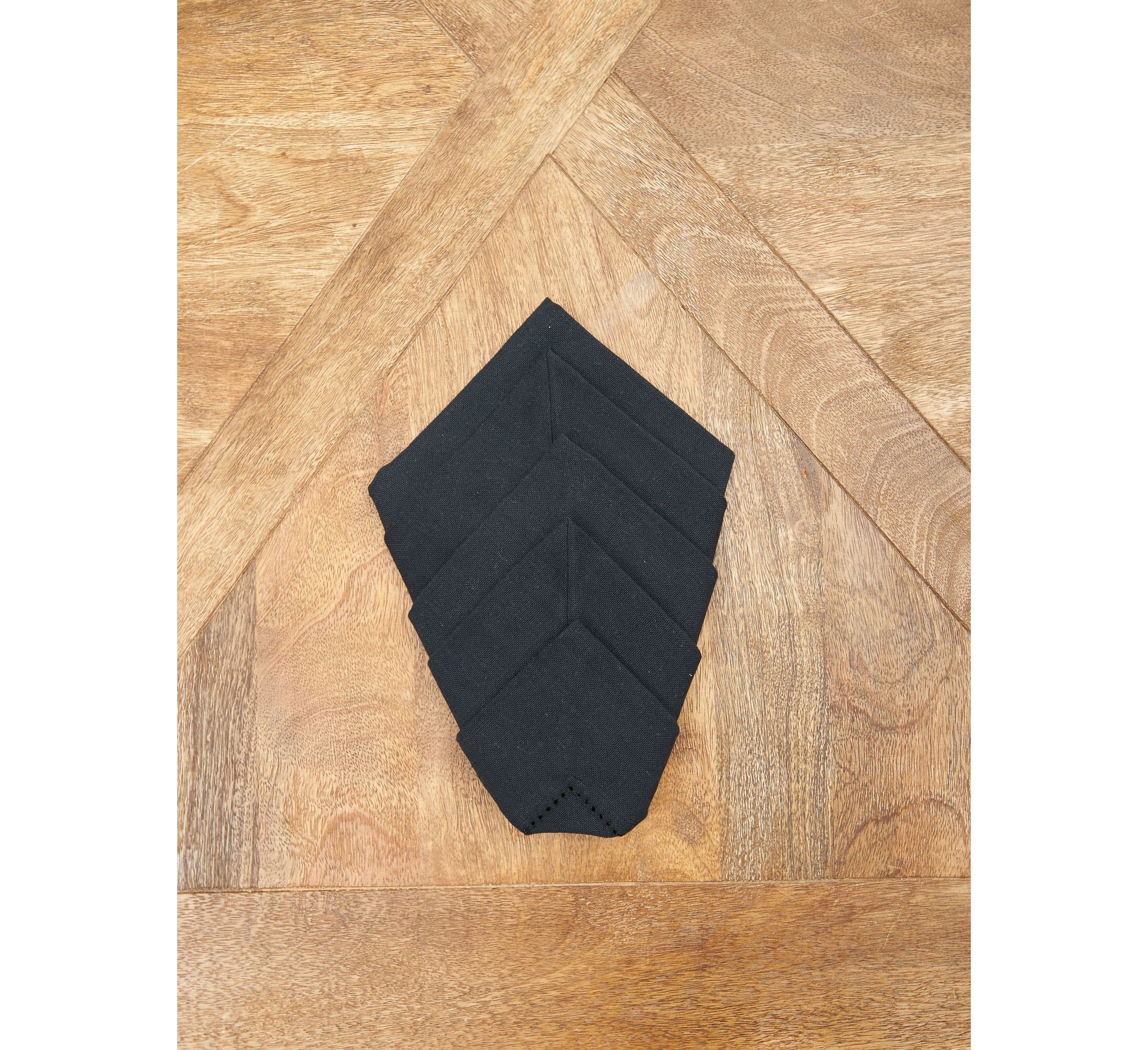 Hemstitch Solid Black Napkin, Set of 6