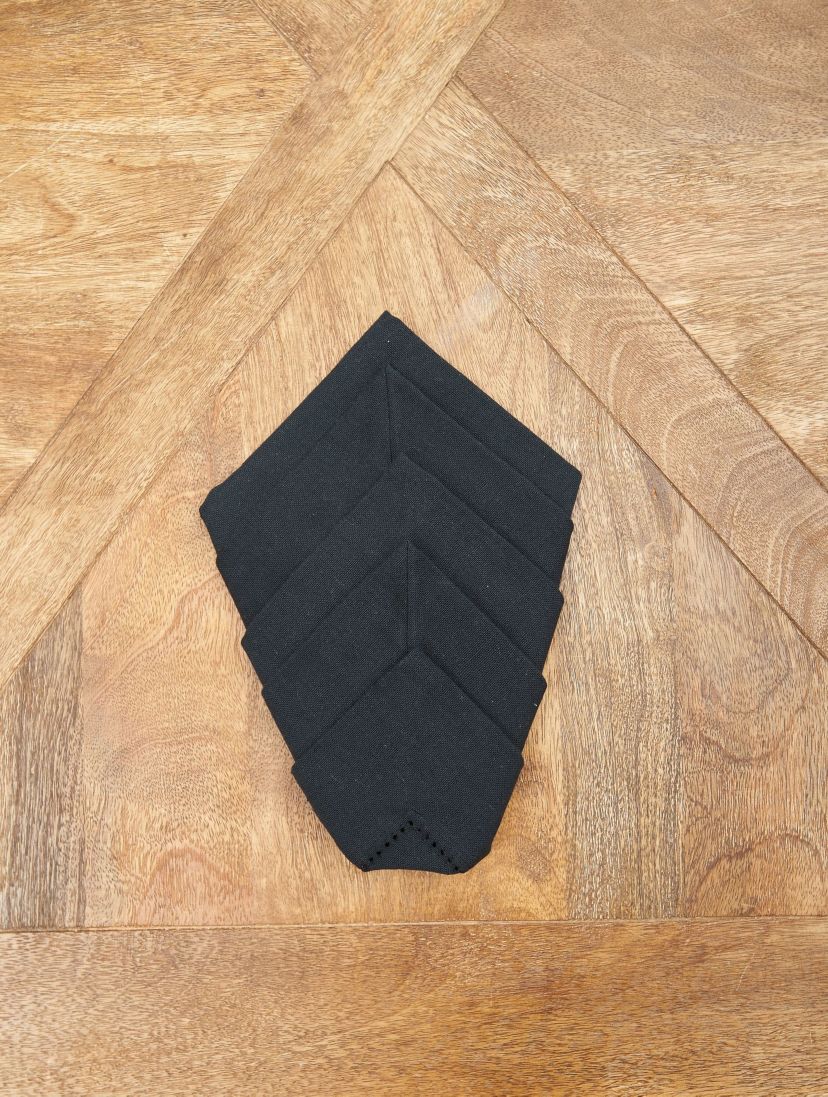Hemstitch Solid Black Napkin, Set of 6
