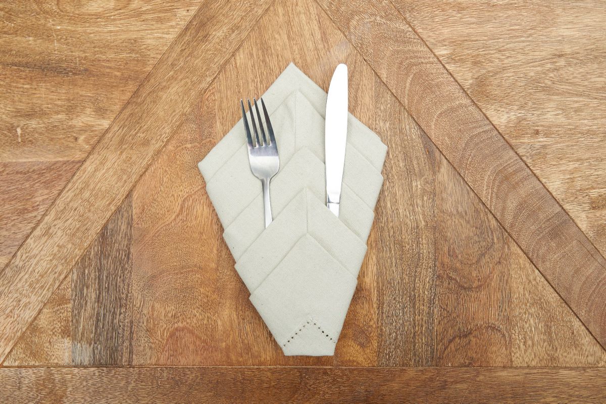 Hemstitch Solid Pebble Beige Napkin, Set of 6
