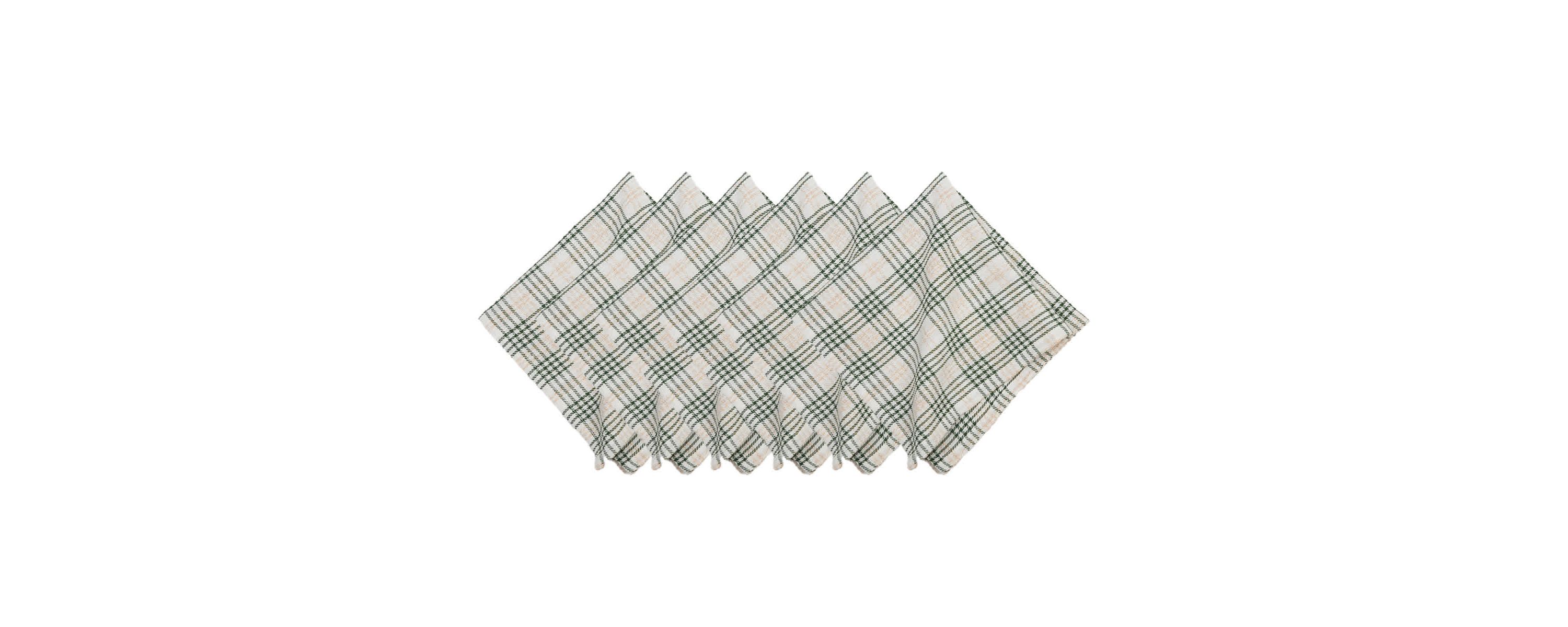 Sage & Gold Plaid Cotton Napkin Set of 6