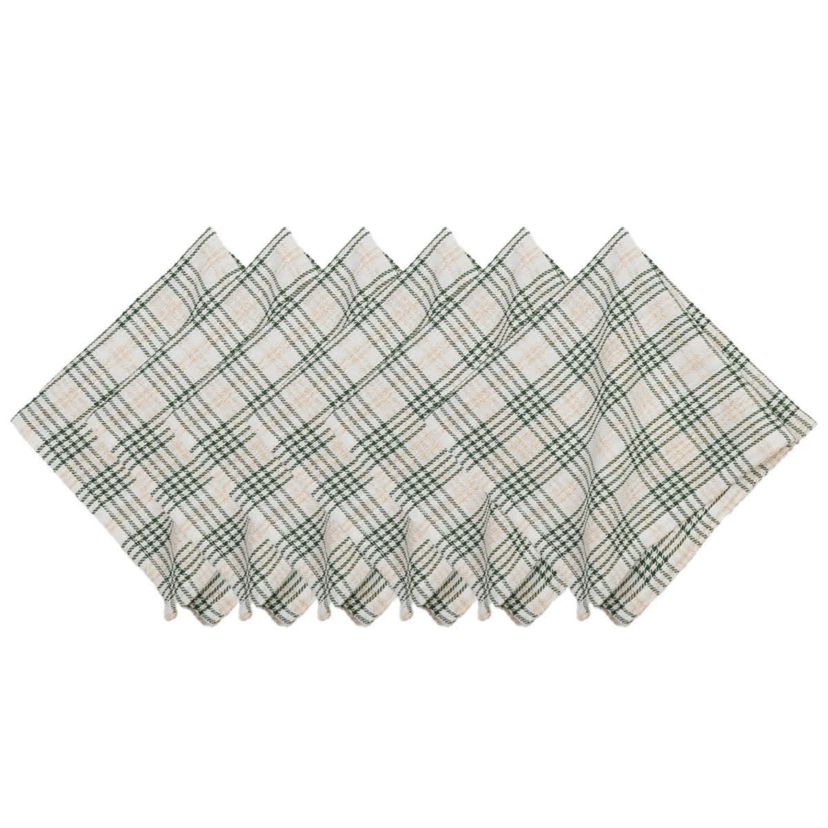 Sage & Gold Plaid Cotton Napkin Set of 6