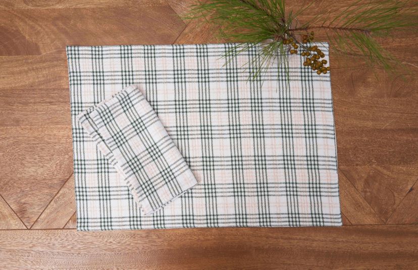 Sage & Gold Plaid Cotton Napkin Set of 6
