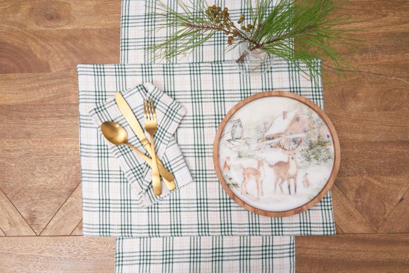Sage & Gold Plaid Cotton Napkin Set of 6