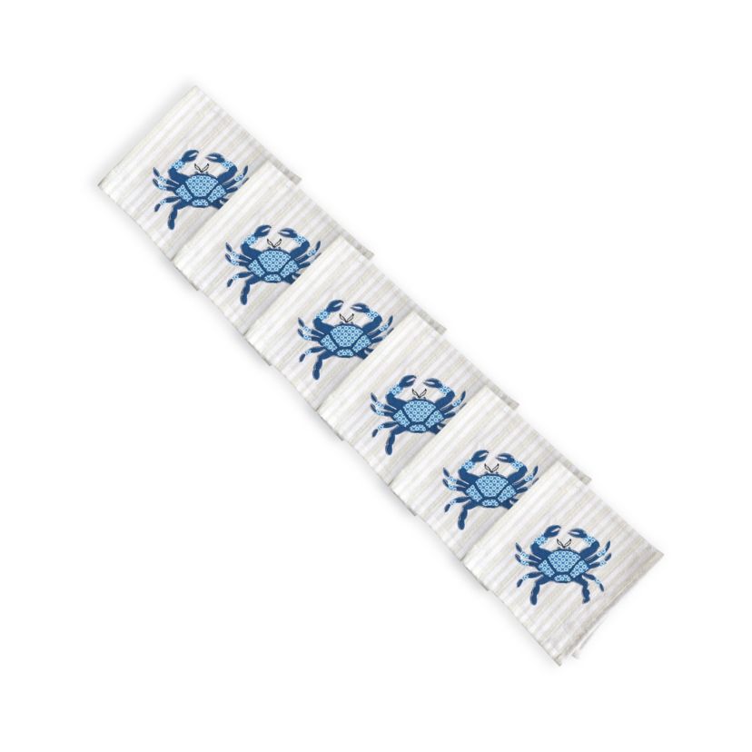 Crab Stripe Napkin Set of 6