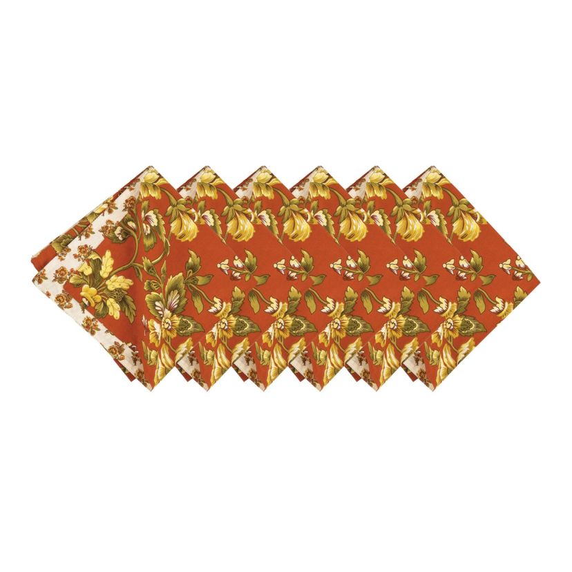 Estelle Reversible Floral Damask Napkin Set of 6