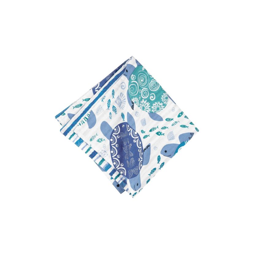 Turtle Bay Reversible Blue Coastal Napkin Set of 6