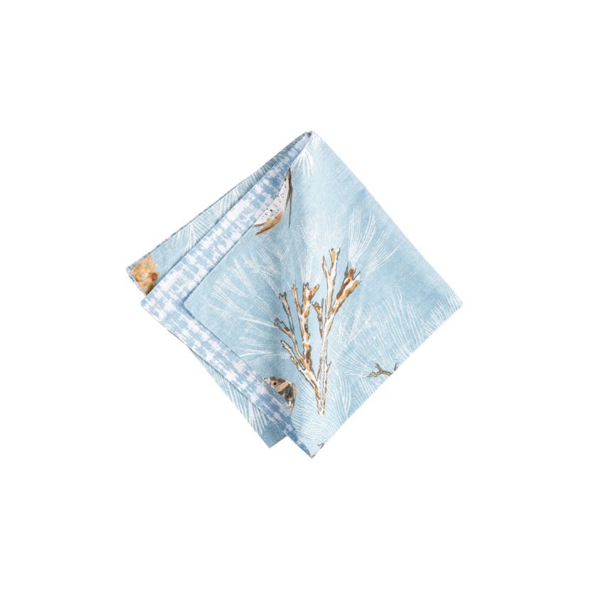 Meraki Island Reversible Blue Coastal Napkin Set of 6
