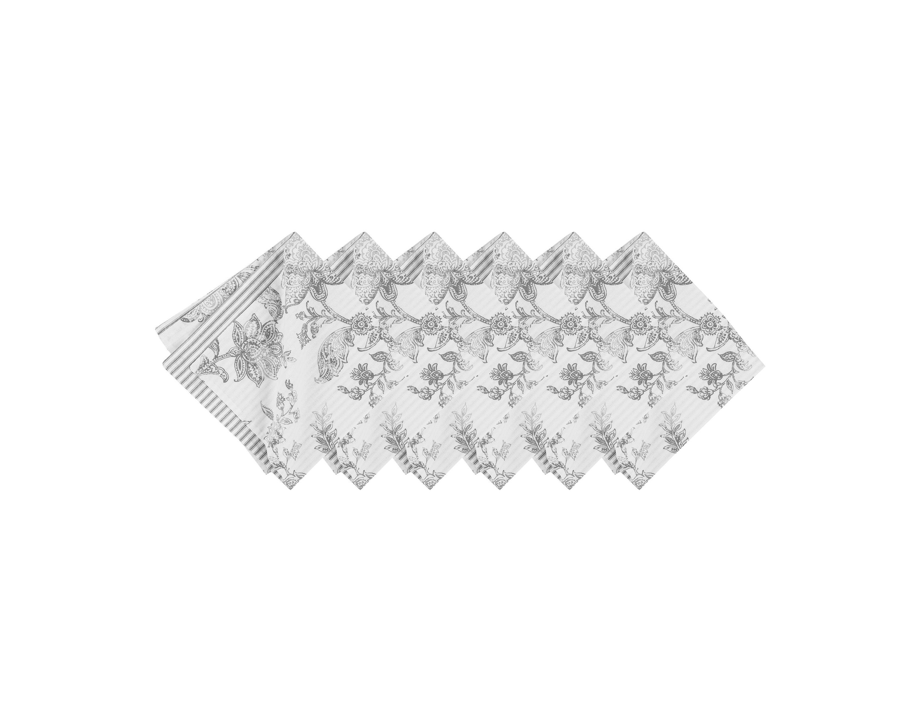 Miriam Slate Reversible Gray Damask Napkin Set of 6