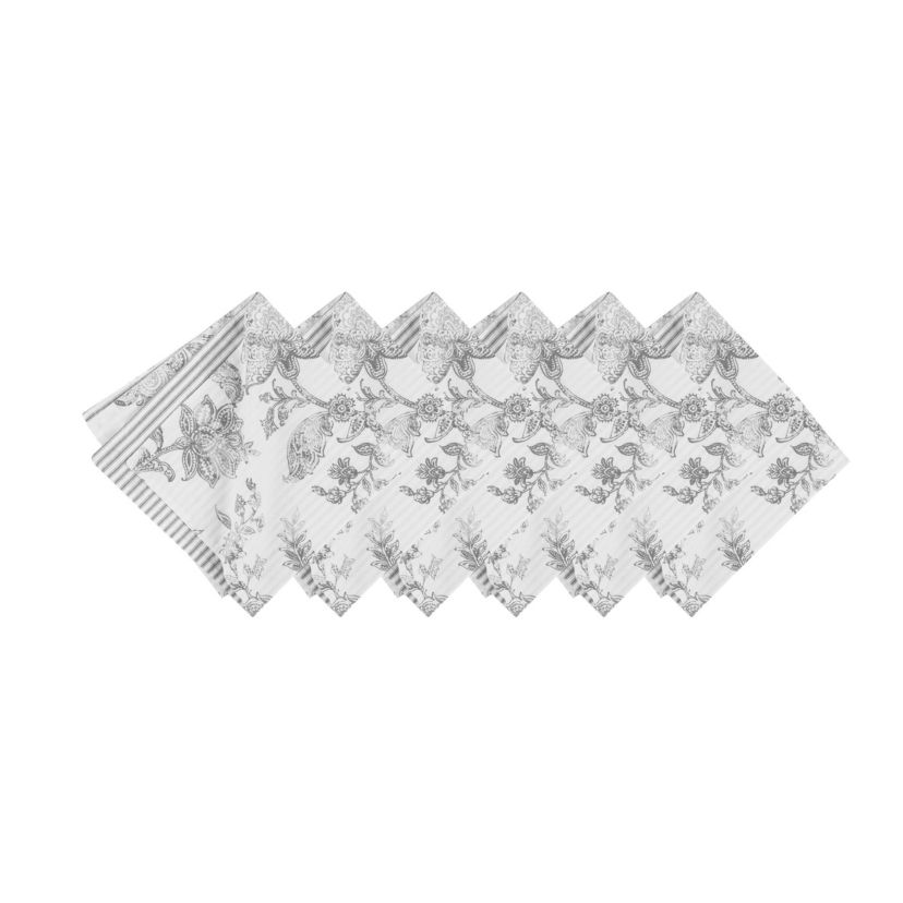 Miriam Slate Reversible Gray Damask Napkin Set of 6