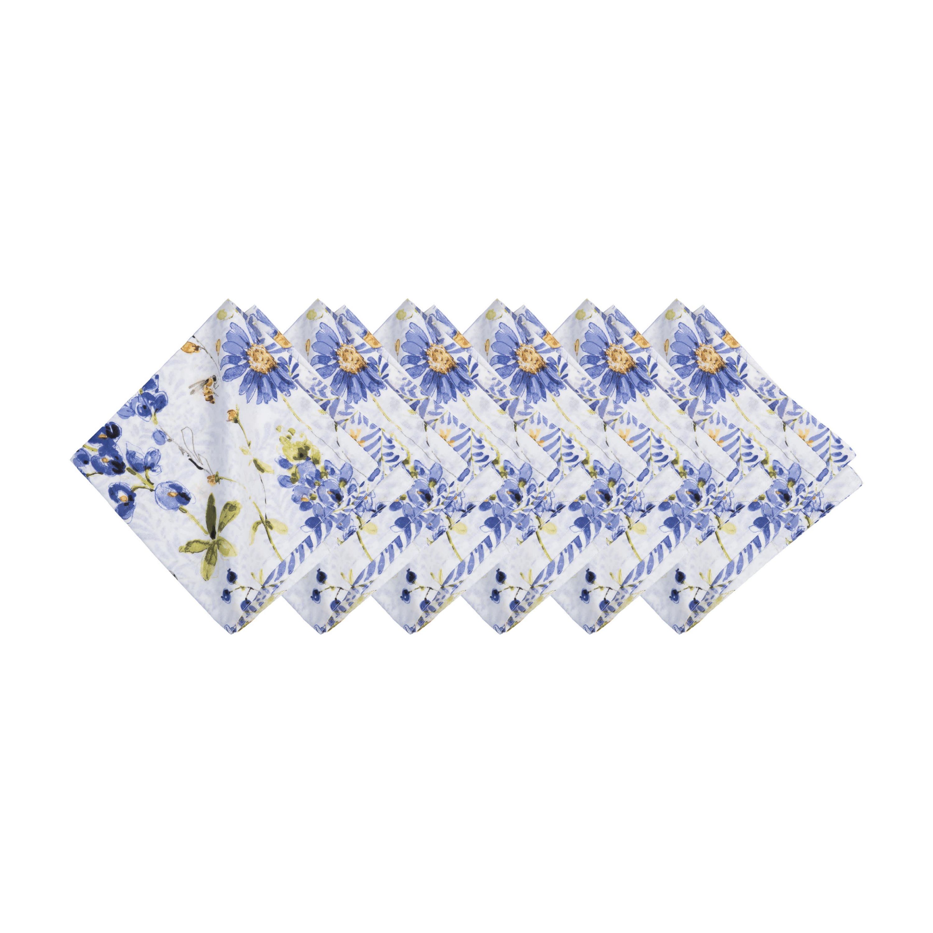 Lovely Blues Floral Cotton Napkins Set of 6