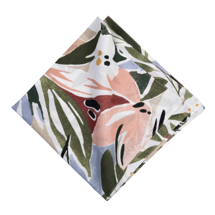 Joelle Floral Flowers Palm Leaf Cotton Vibrant Cotton Napkins Set of 6