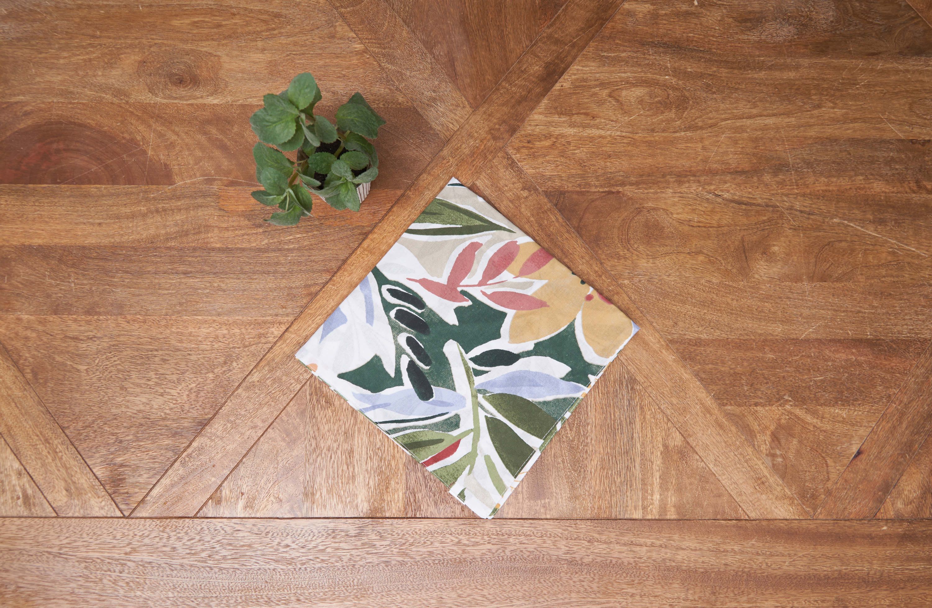 Joelle Floral Flowers Palm Leaf Cotton Vibrant Cotton Napkins Set of 6