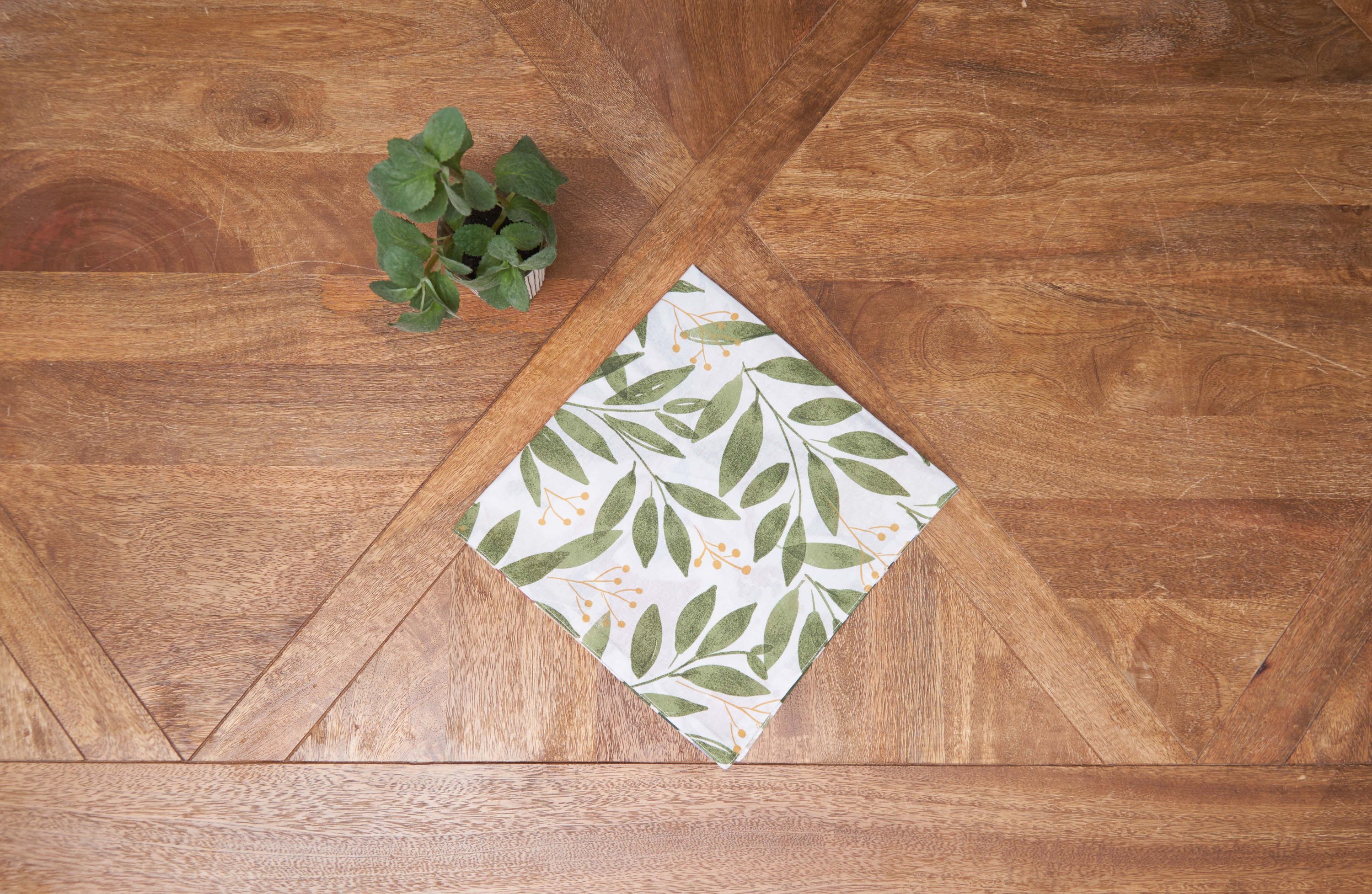 Joelle Floral Flowers Palm Leaf Cotton Vibrant Cotton Napkins Set of 6