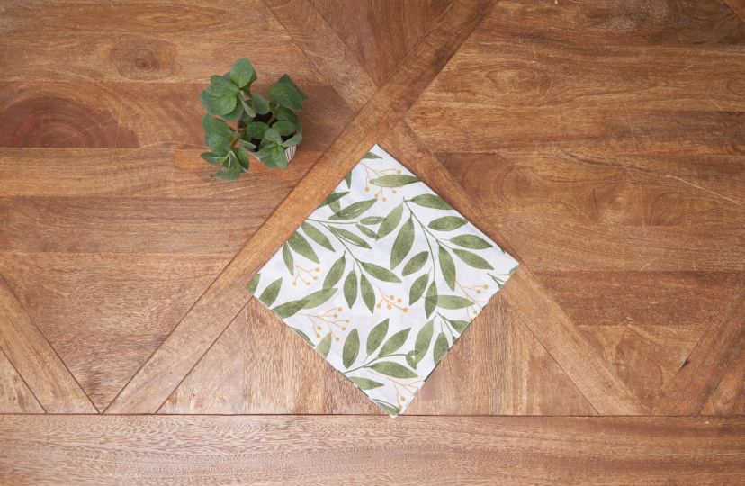 Joelle Floral Flowers Palm Leaf Cotton Vibrant Cotton Napkins Set of 6