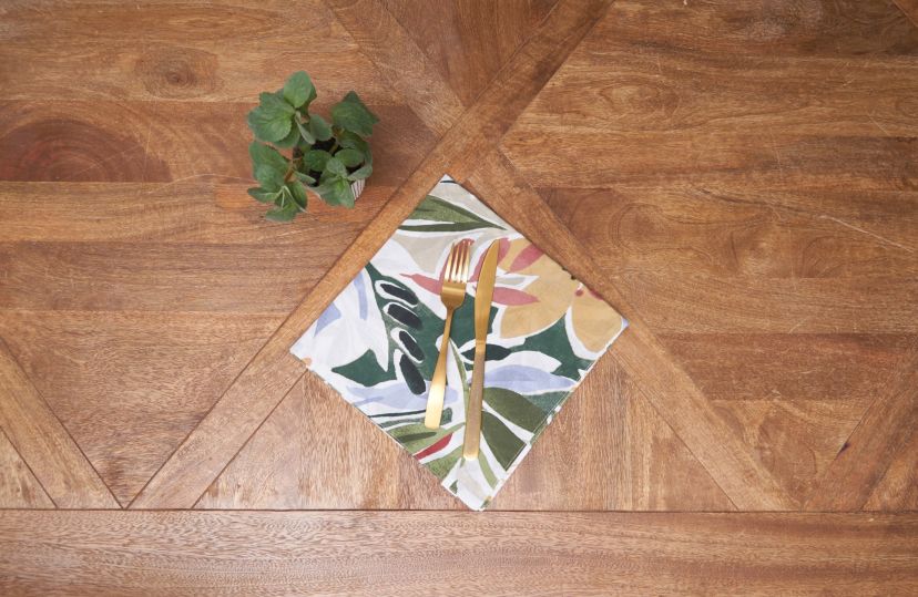 Joelle Floral Flowers Palm Leaf Cotton Vibrant Cotton Napkins Set of 6