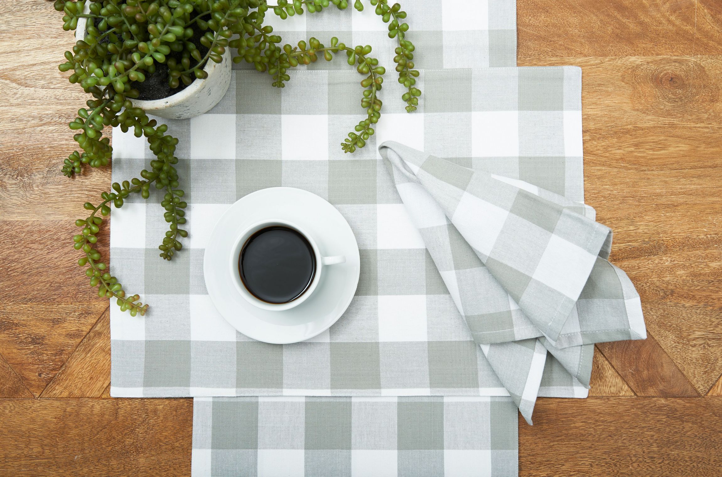 Franklin Slate Gingham Check Placemat, Set of 6