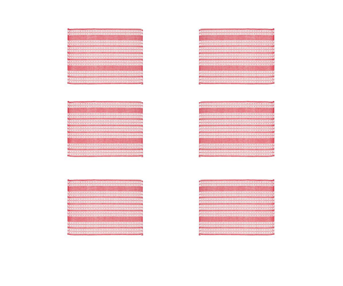 Warner Scarlet Woven Reversible Placemat Set of 6