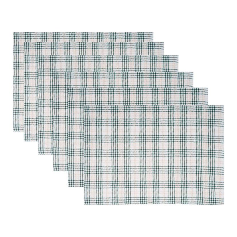 Sage & Gold Plaid Placemats Set of 6