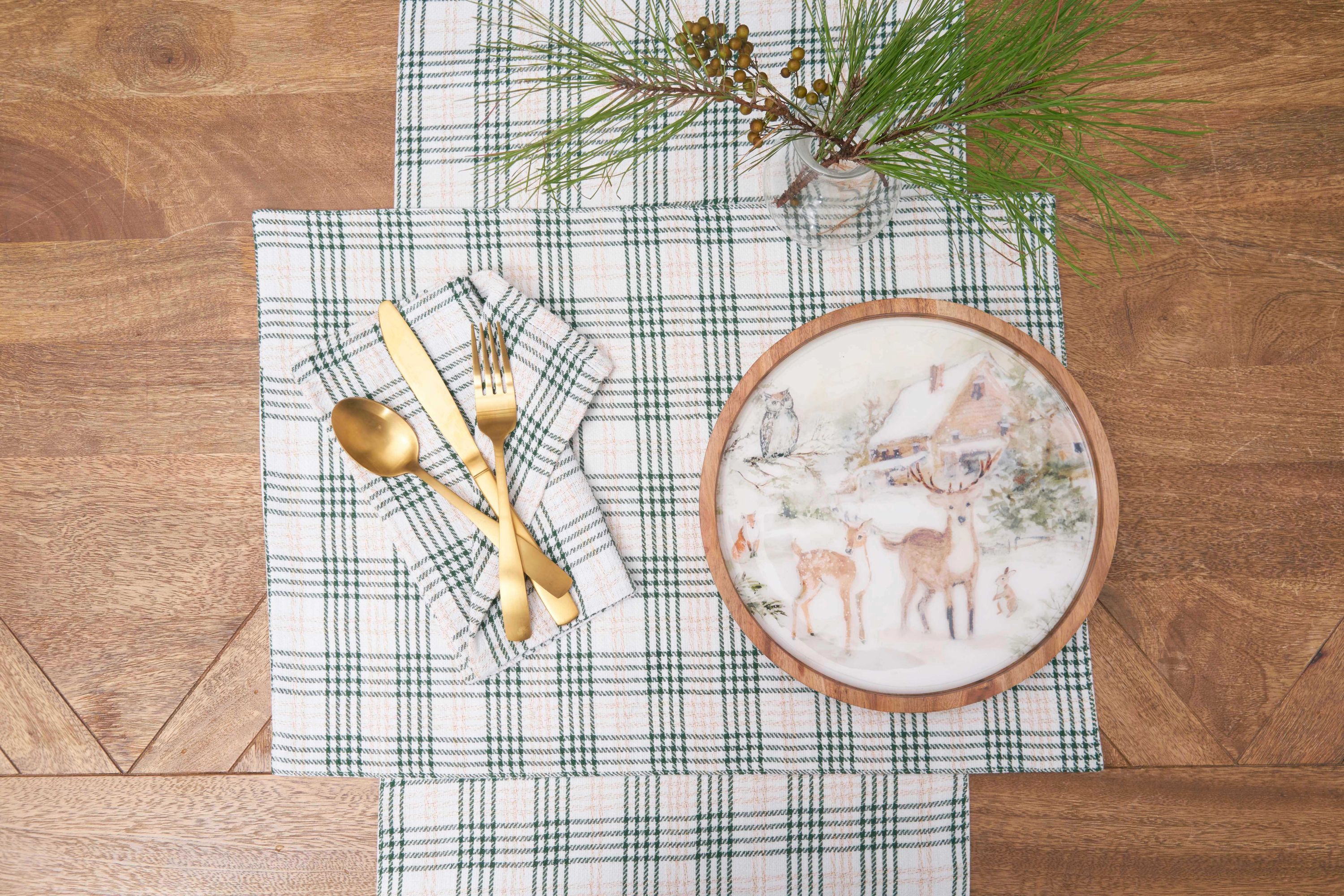 Sage & Gold Plaid Placemats Set of 6