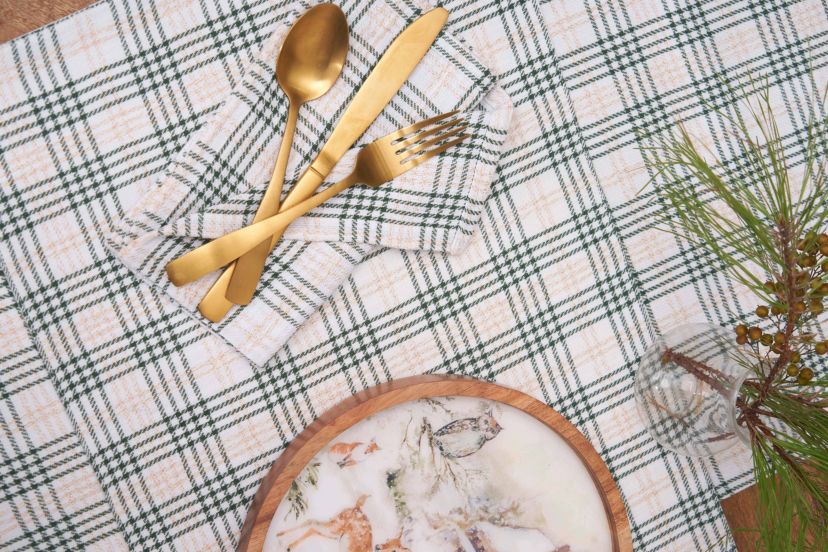 Sage & Gold Plaid Placemats Set of 6