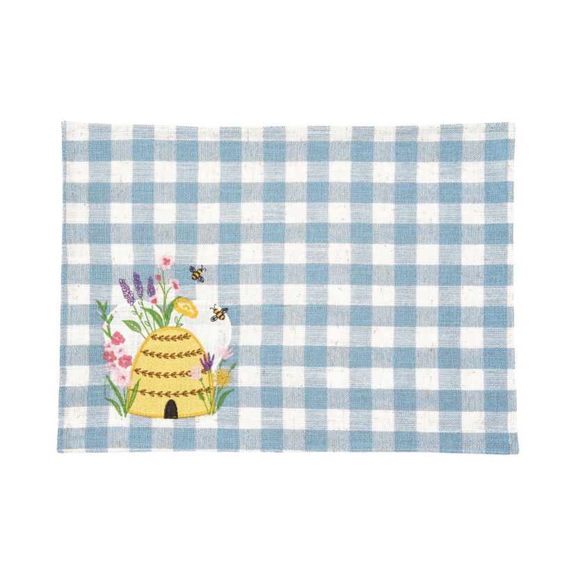 Bee Happy In Blue Embroidered Placemat Set of 6