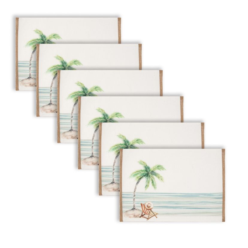 Life Is Better At The Beach Embroidered Placemat Set of 6