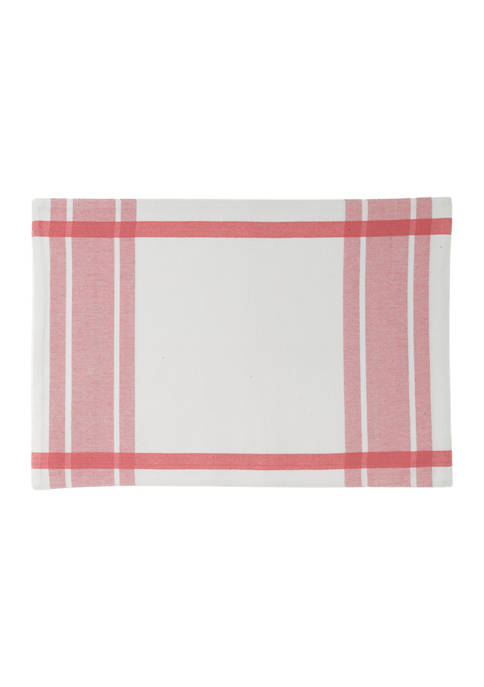 C&F Coral Striped Border Placemat