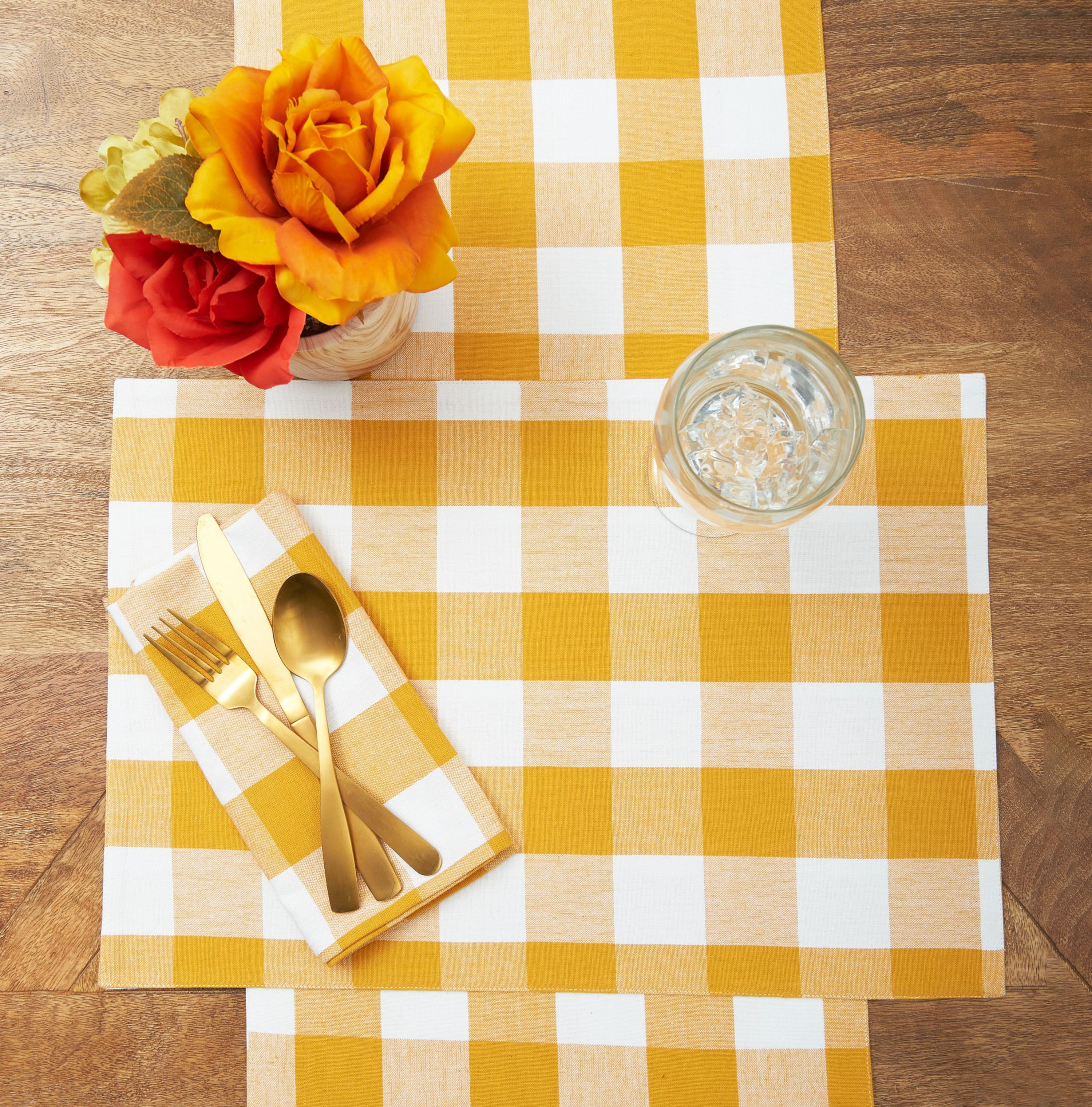 Franklin Ochre Gingham Check Table Runner