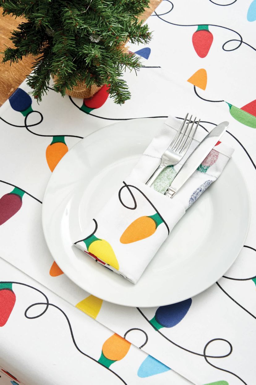 Christmas Light Printed Holiday Table Runner