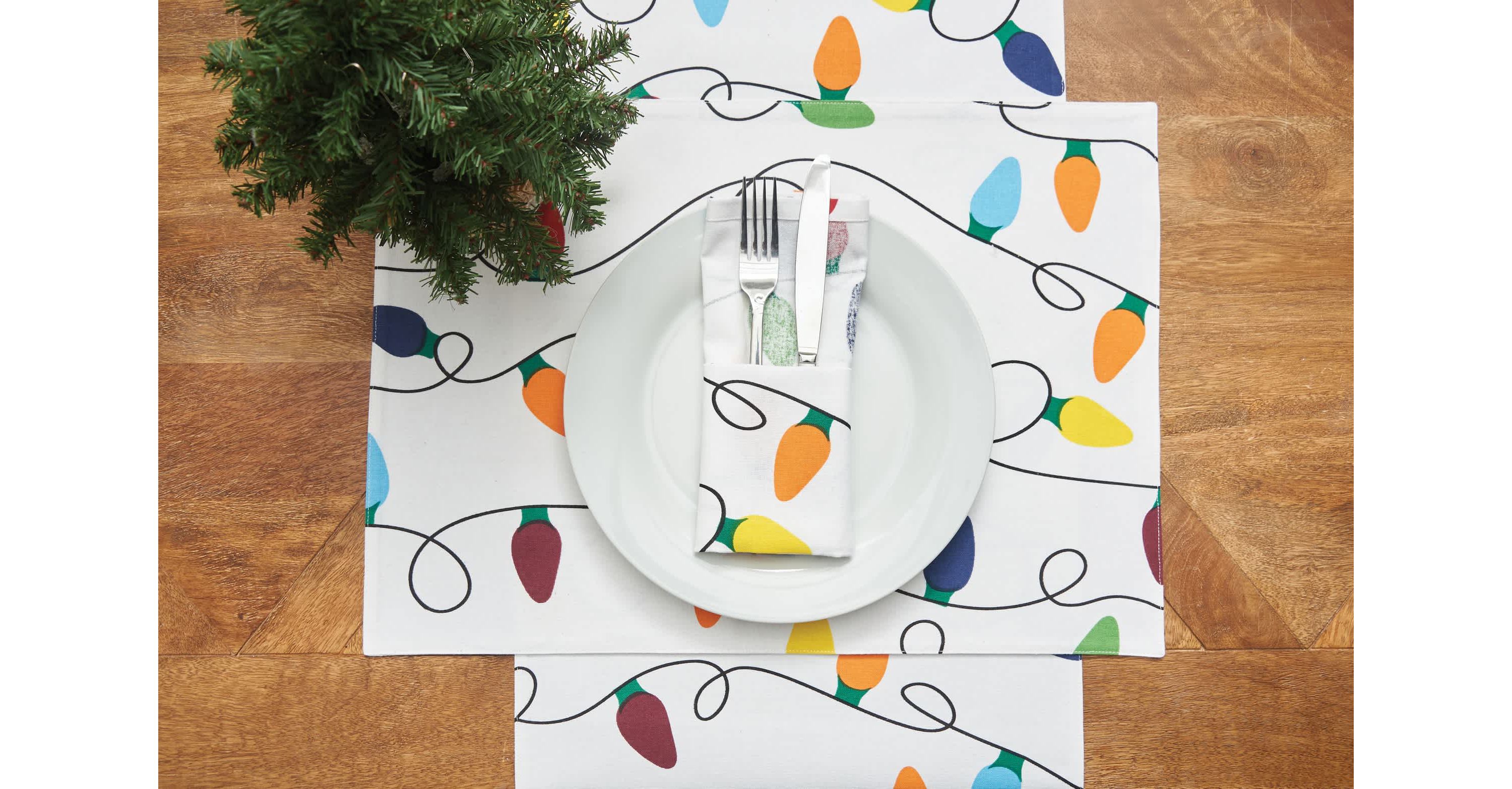 Christmas Light Printed Holiday Table Runner