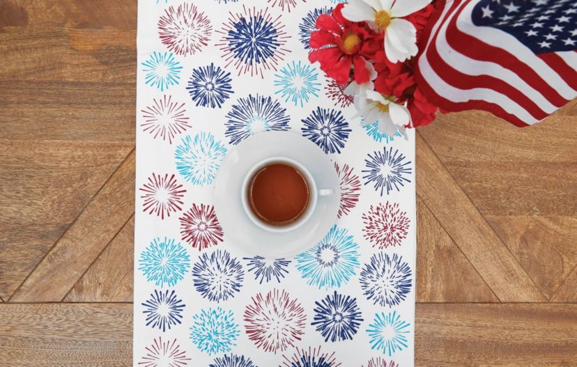 14" x 72" Firework Sparkle July 4th Table Runner