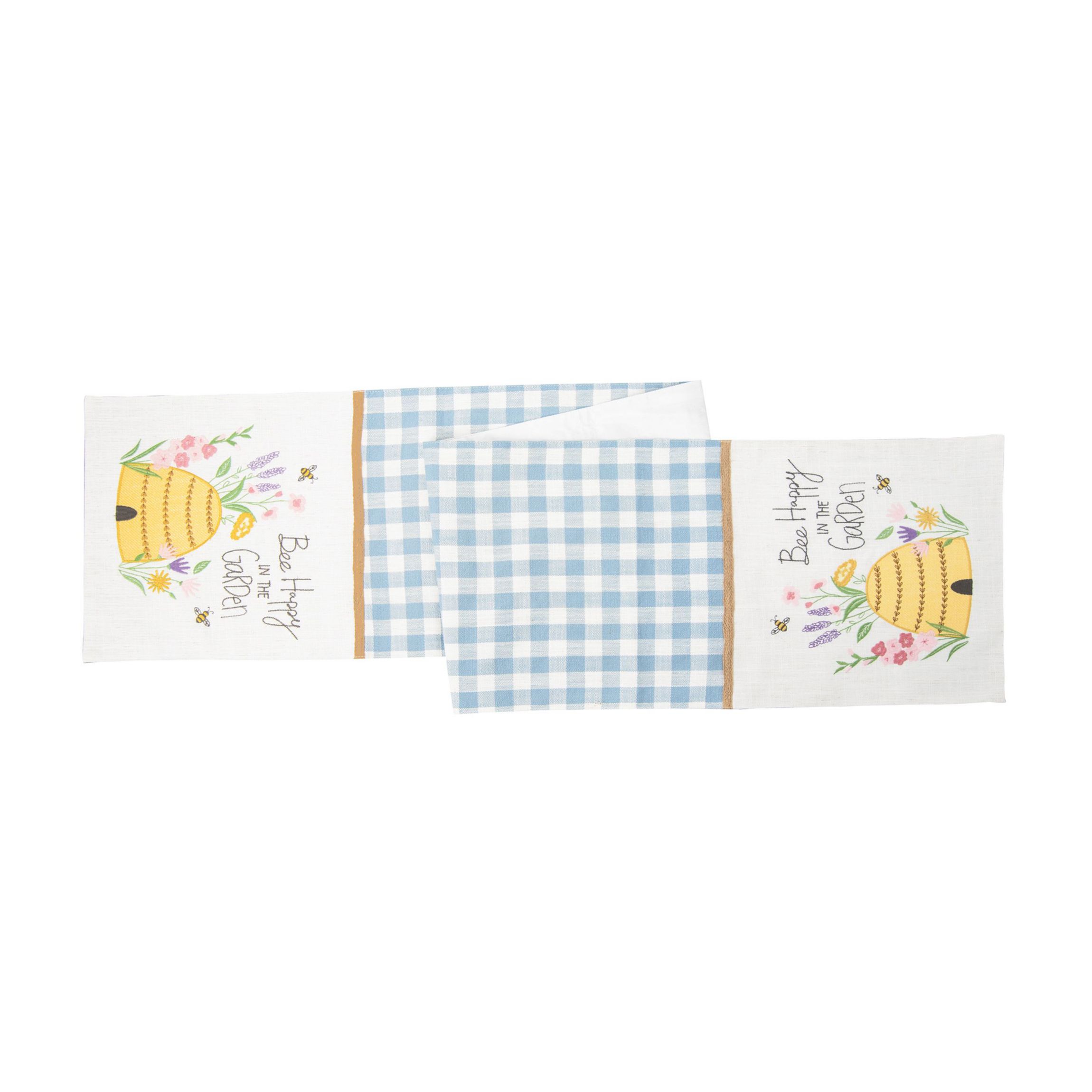 13" x 72" Bee Happy In Blue Embroidered Table Runner