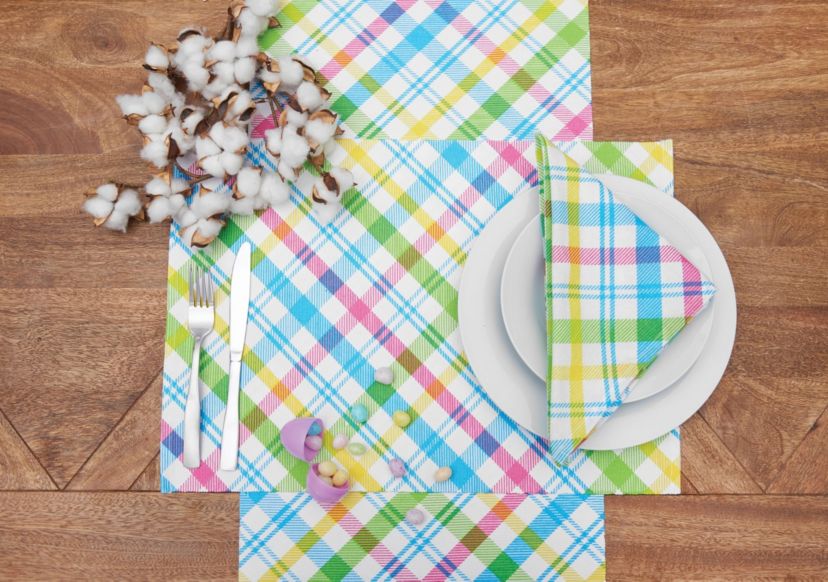 13" x 72" Spring Blossom Plaid Table Runner