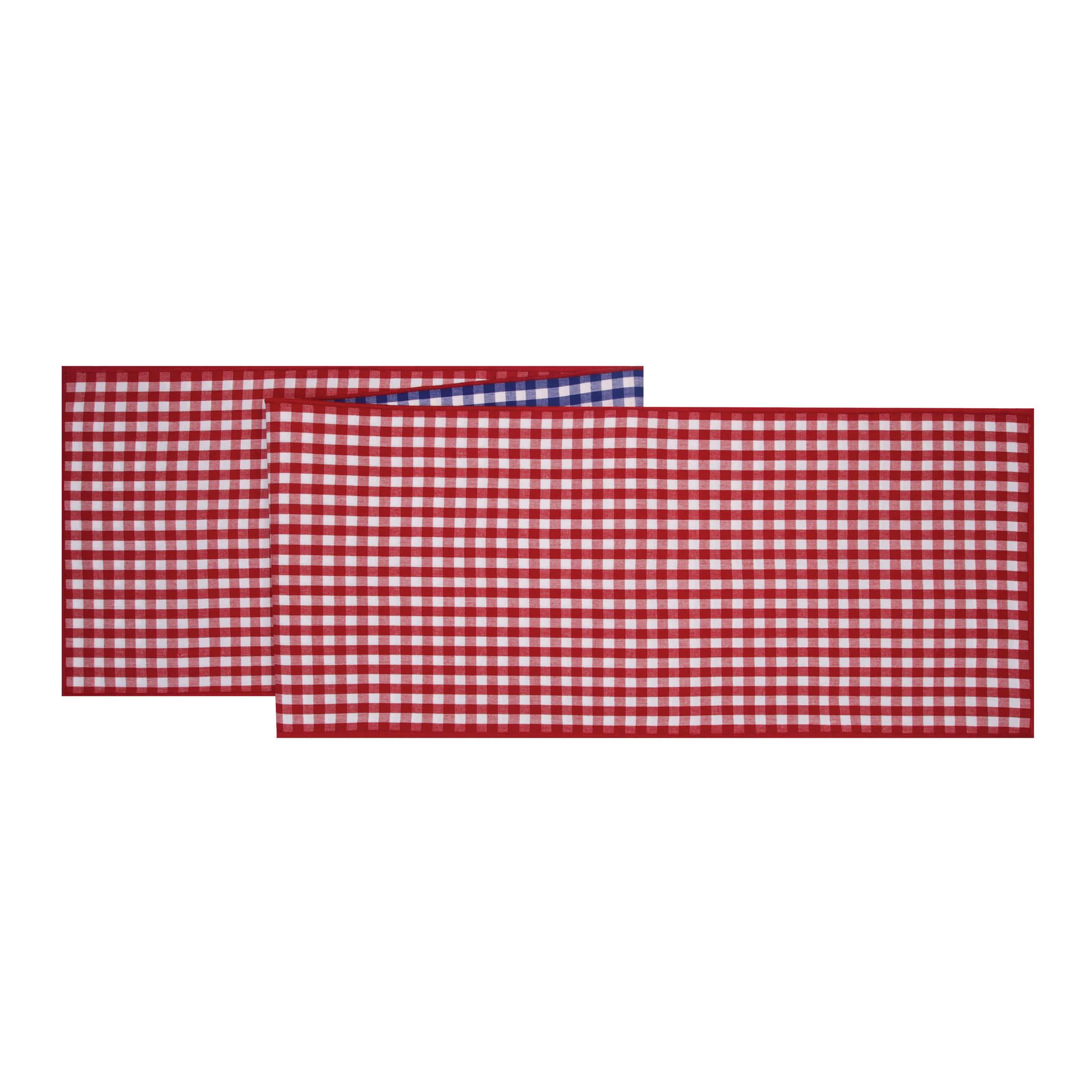 Americana 4th of July Reversible Plaid Cotton Runner