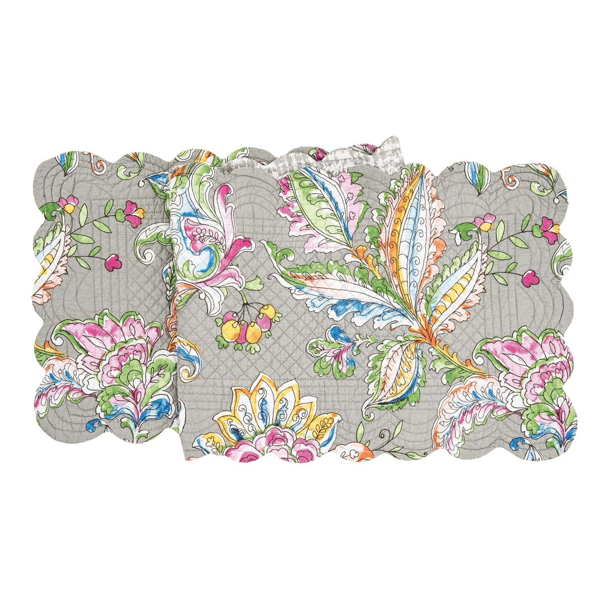 51" x 14" Frey Quilted Reversible Colorful Paisley Table Runner