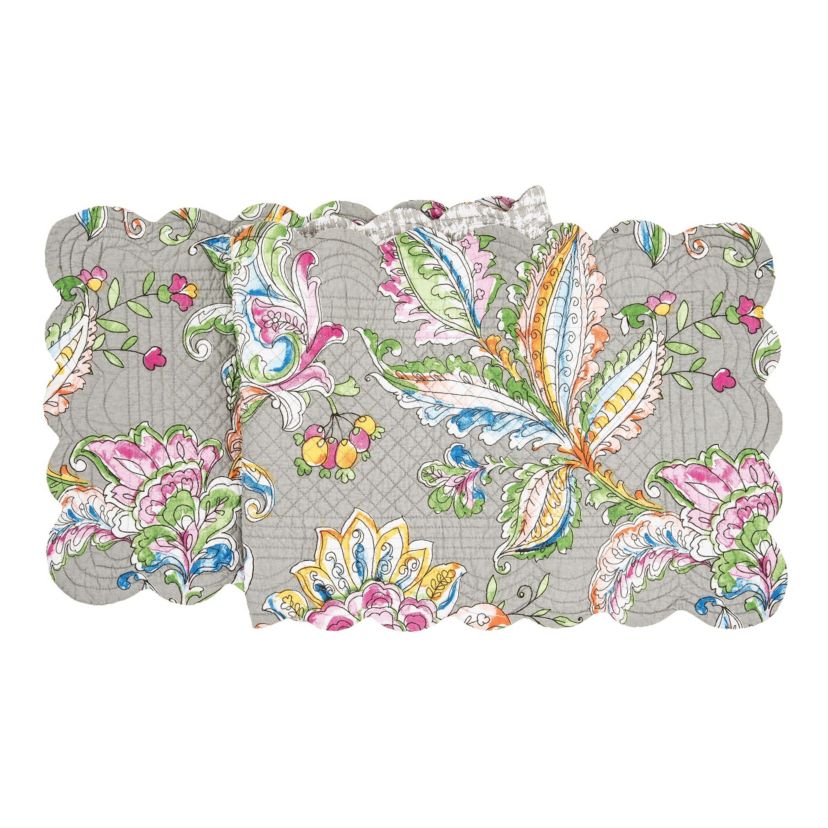 51" x 14" Frey Quilted Reversible Colorful Paisley Table Runner