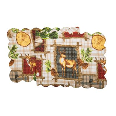 C&F Home 51" x 14" Bryson Retreat Woven Reversible Rustic Lodge Table Runner, Red