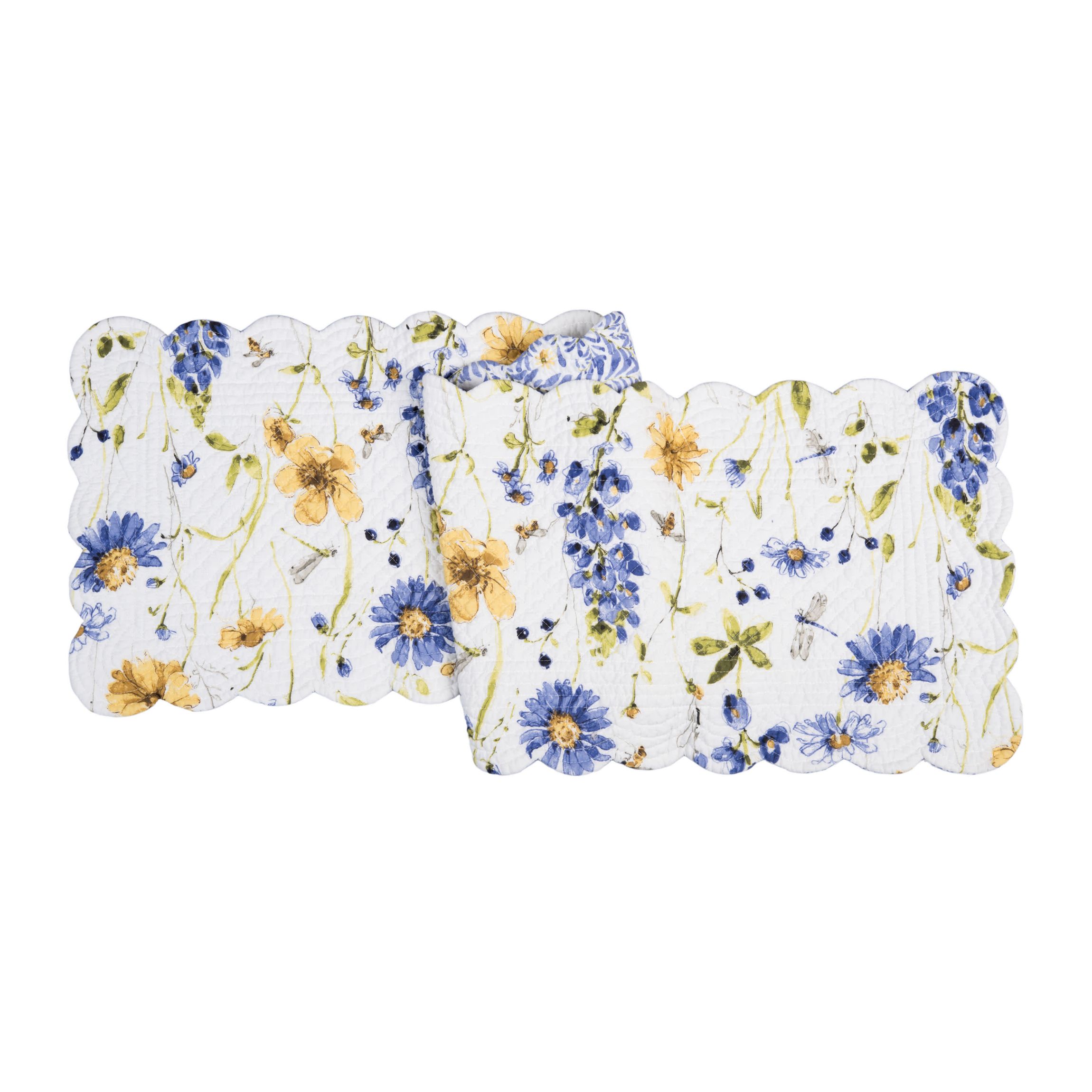 Lovely Blues Cotton Rectangle Table Runner