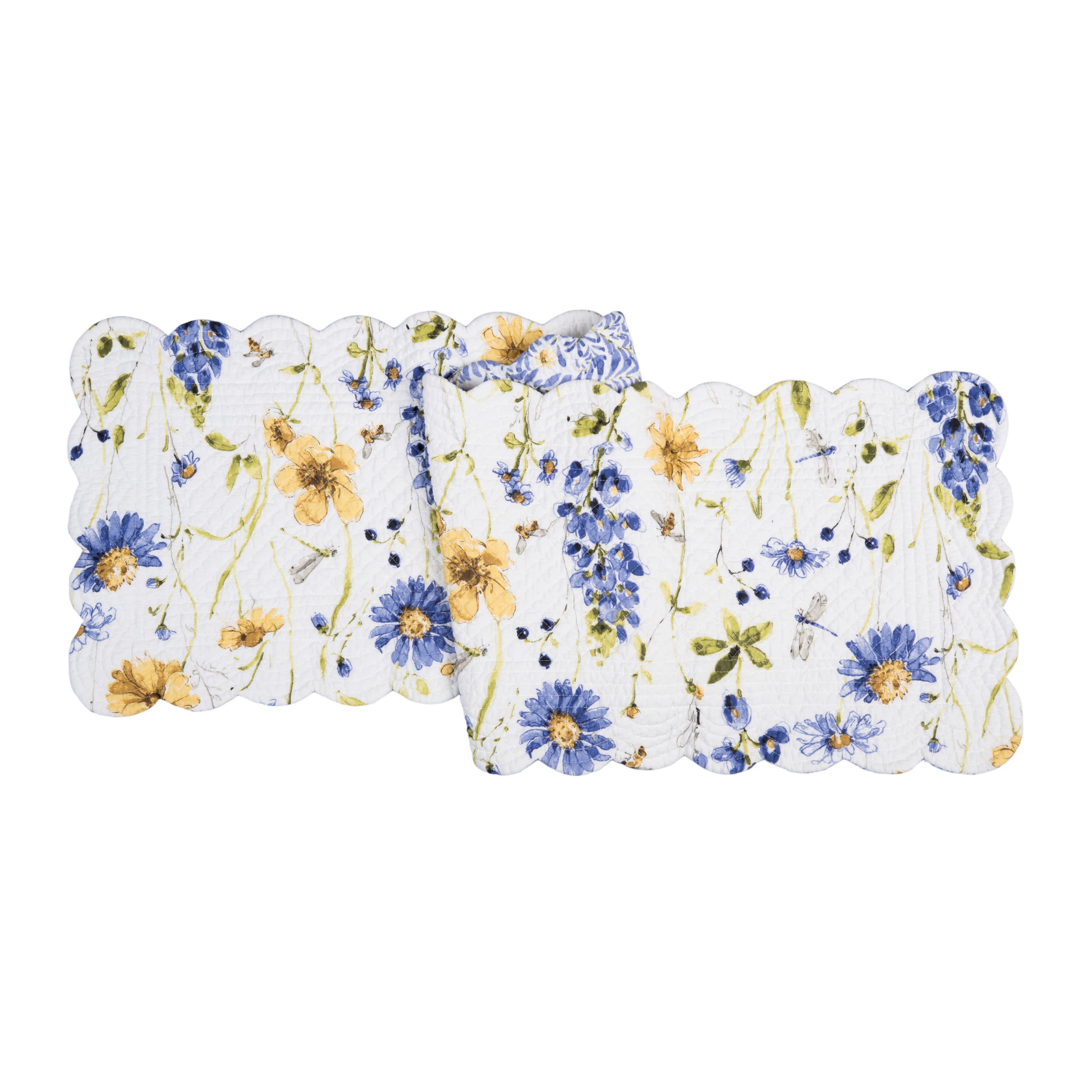 Lovely Blues Cotton Rectangle Table Runner