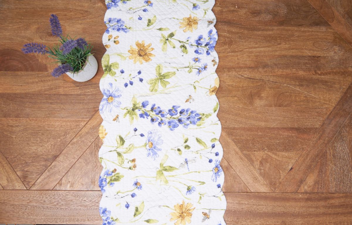 Lovely Blues Cotton Rectangle Table Runner