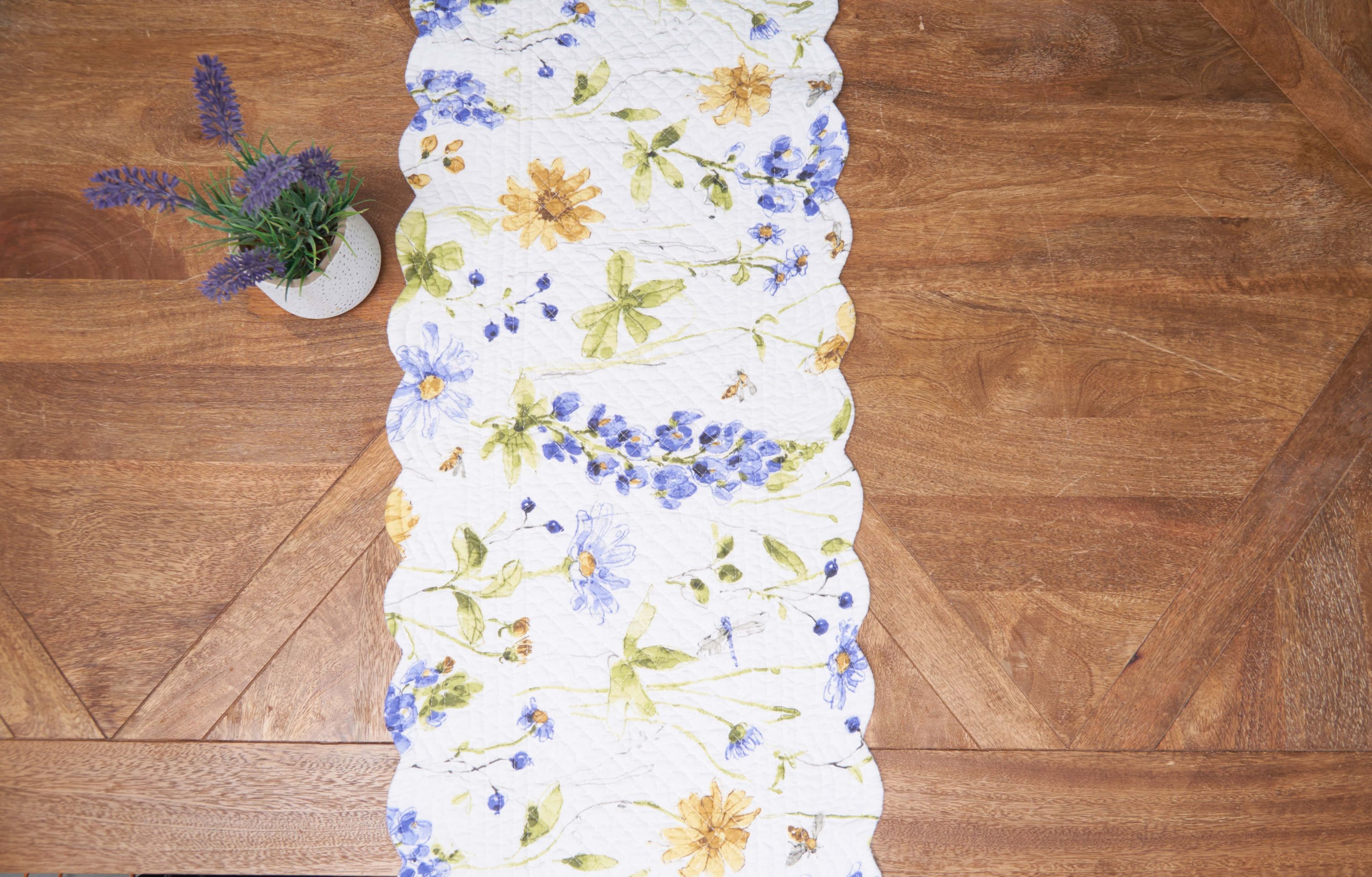 Lovely Blues Cotton Rectangle Table Runner