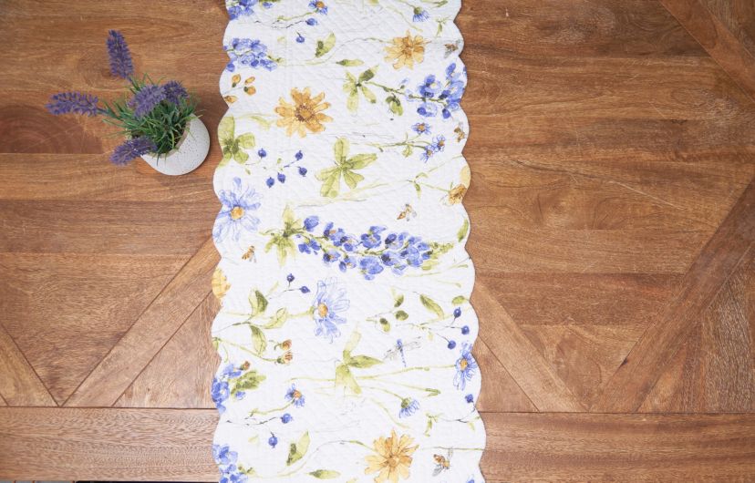 Lovely Blues Cotton Rectangle Table Runner