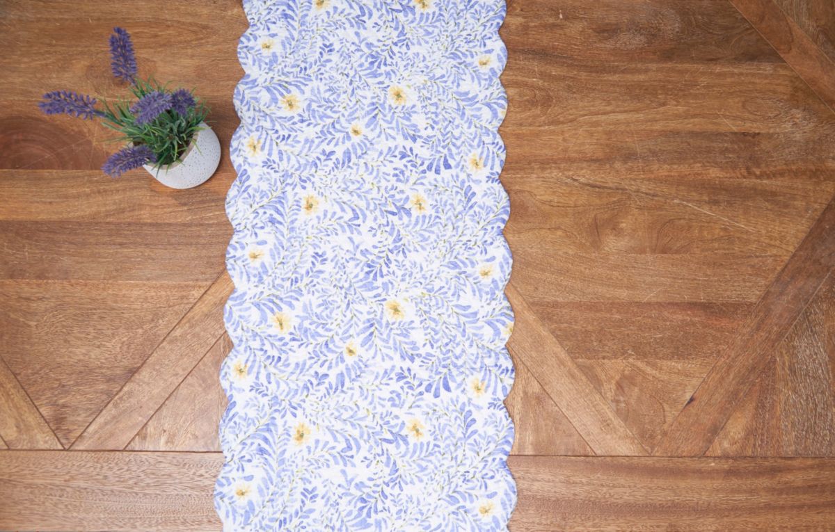 Lovely Blues Cotton Rectangle Table Runner