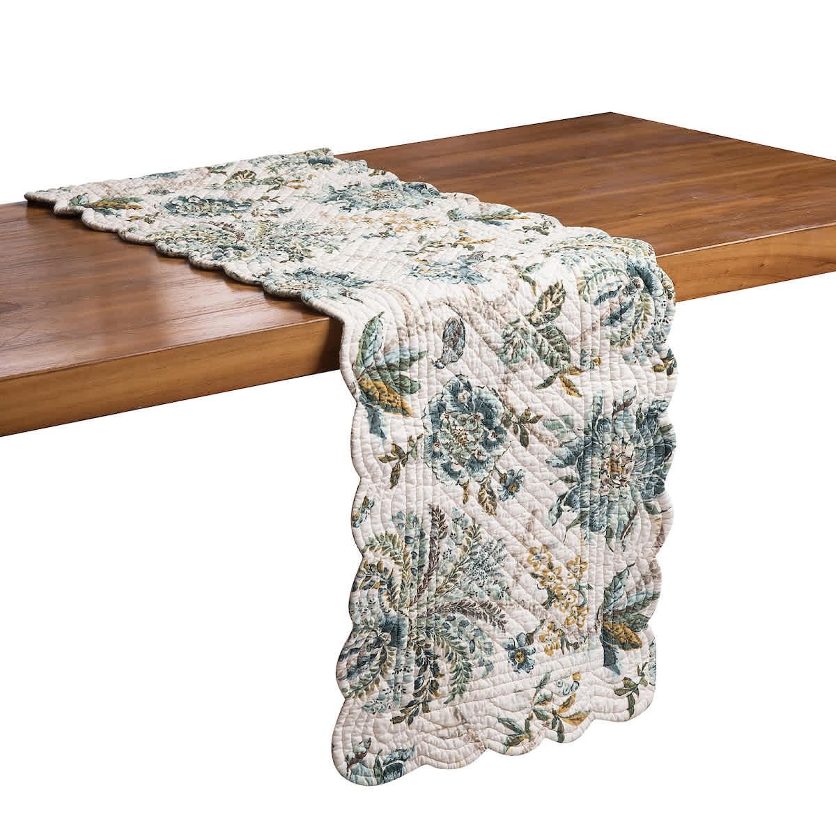 Braganza Teal Rectangle Cotton Table Runner