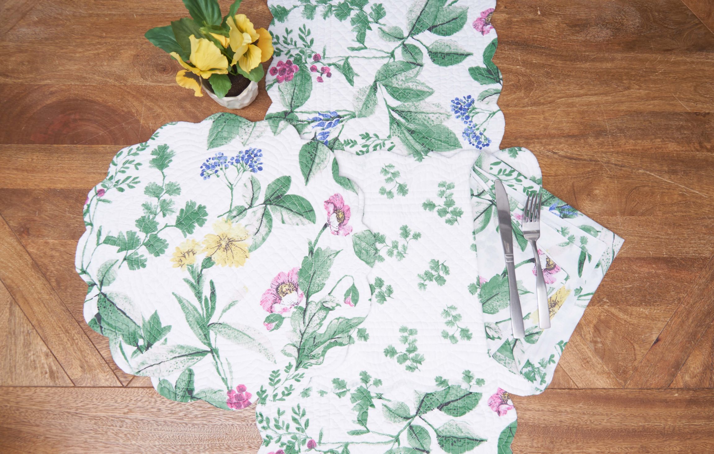 Marcy Blooms Rectangle Cotton Table Runner