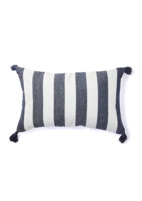 C&F Home Cabana Striped Tassel Pillow, Navy Blue, 14 x 22