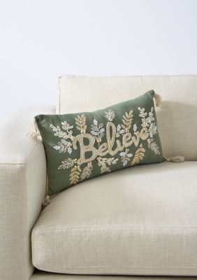 C&F Home Believe Holly Throw Pillow, Green, 12 x 20